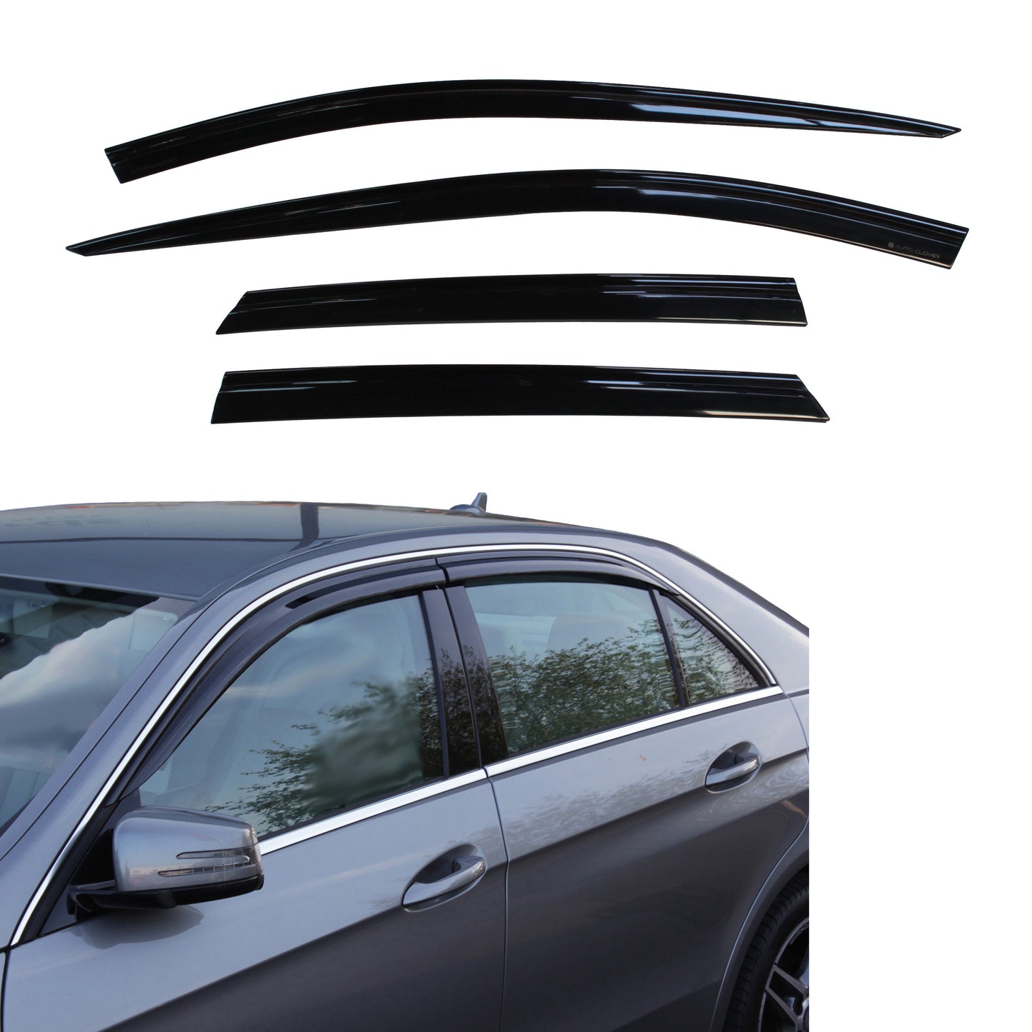 Auto Clover Wind Deflectors Set for Mercedes E Class Saloon W212 2009 - 2016 4pc