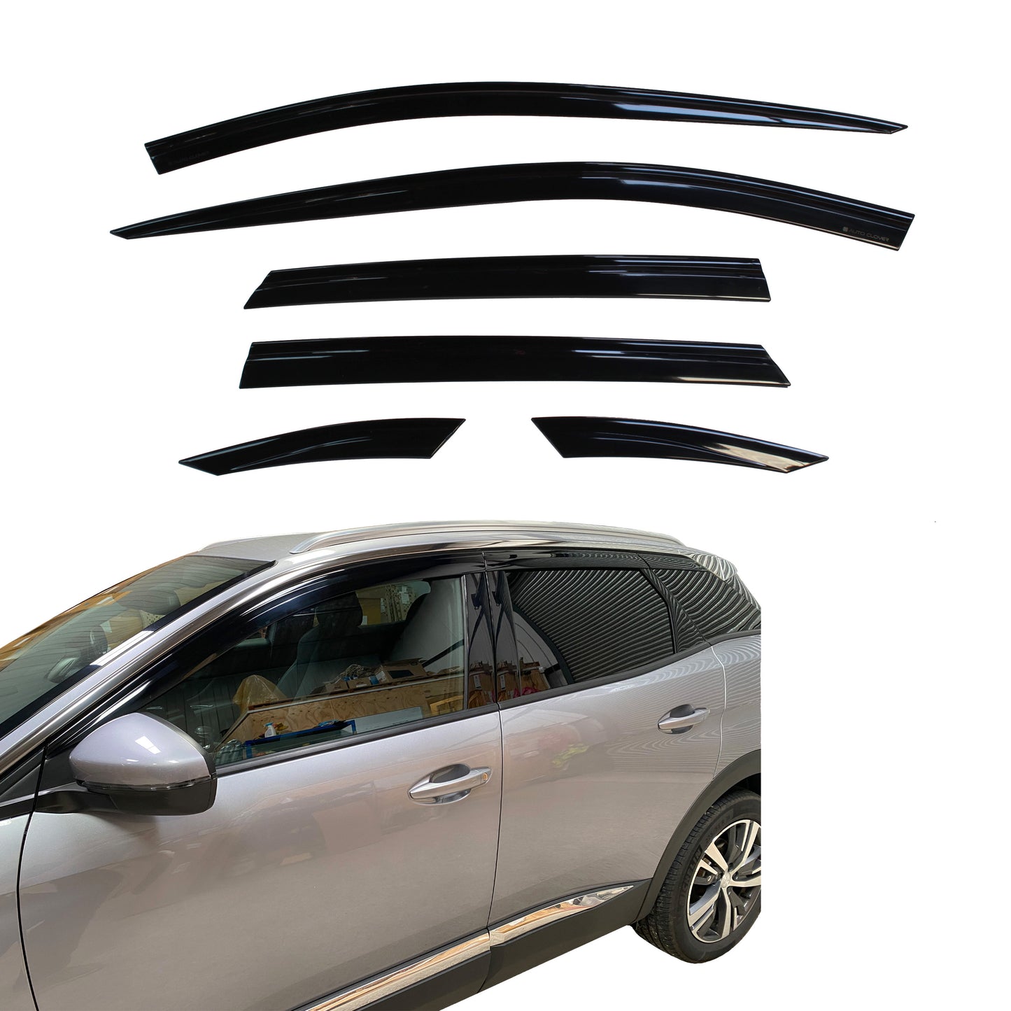 Auto Clover Wind Deflectors Set for Peugeot 3008 2016 - 2024 (6 pieces)