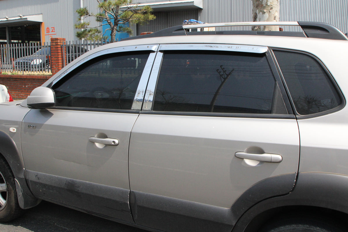Auto Clover Chrome Wind Deflectors Set for Hyundai Tucson 2004 - 2010 (4 pieces)