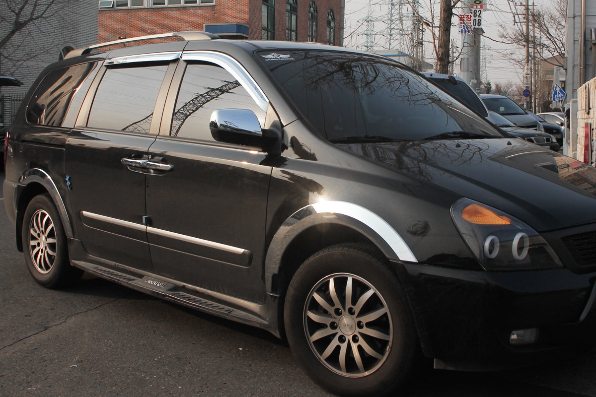 Auto Clover Chrome Wind Deflectors Set for Kia Sedona 2006 - 2014 (4 pieces)