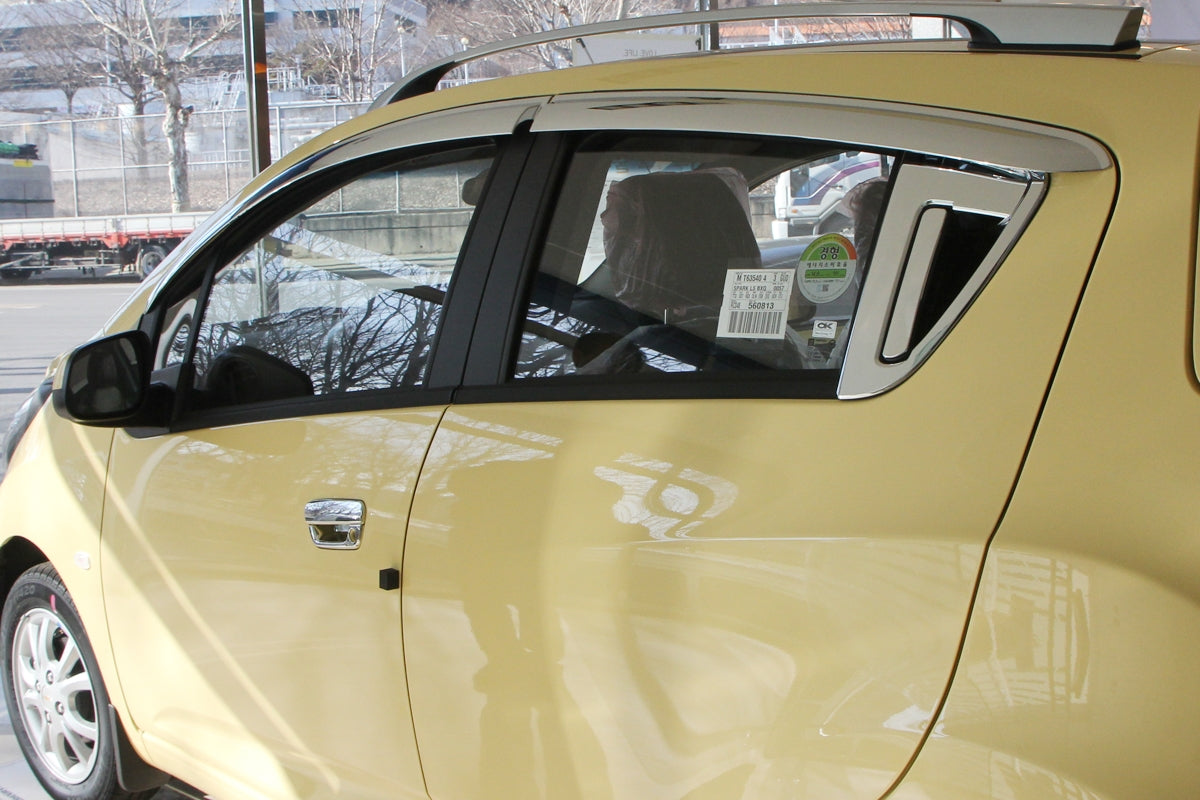 Auto Clover Chrome Wind Deflectors Set for Chevrolet Spark 2010 - 2015 (4 pieces)