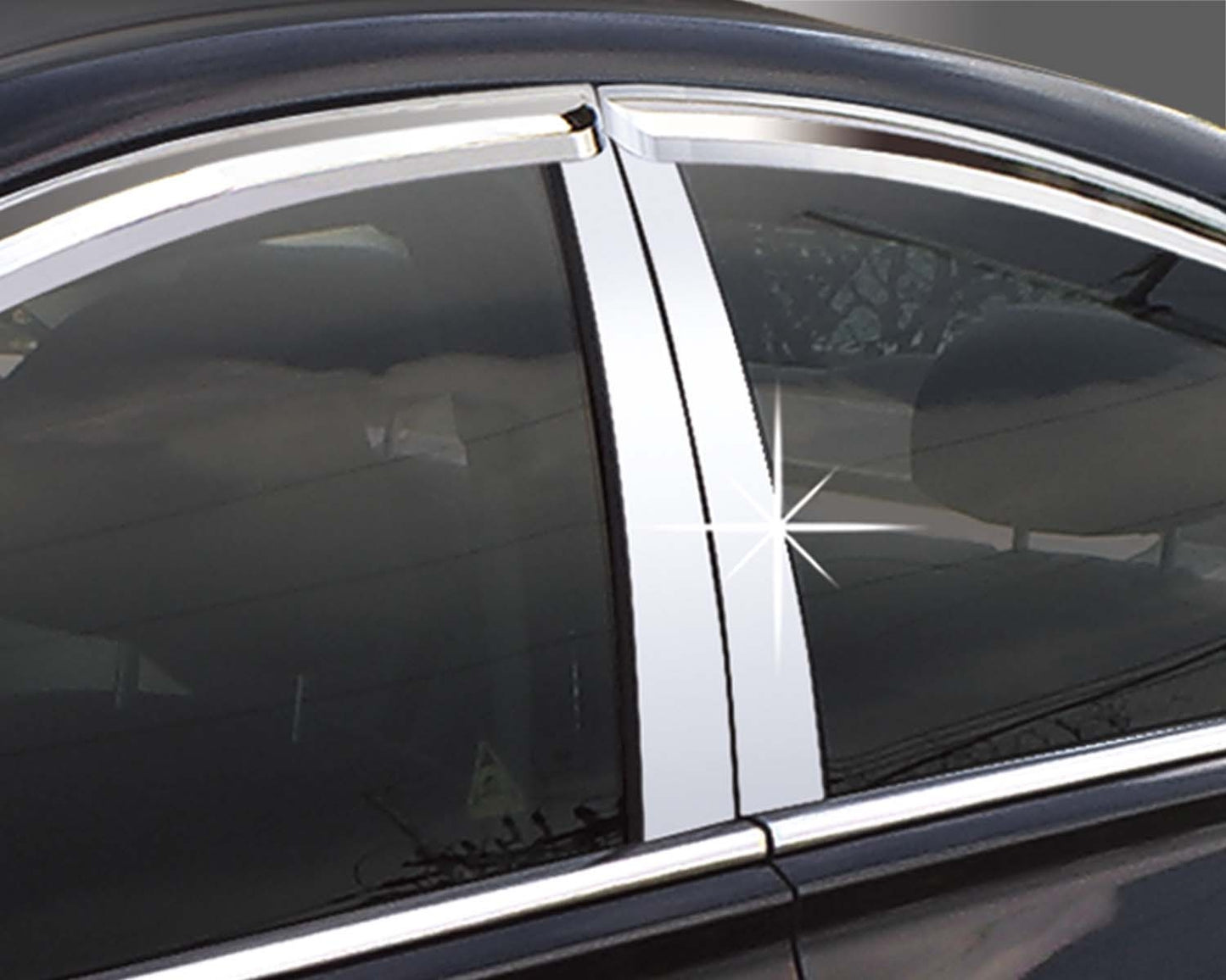 Auto Clover PVC Chrome B Pillar Sticker Trim for Hyundai Santa Fe 2013 - 2018