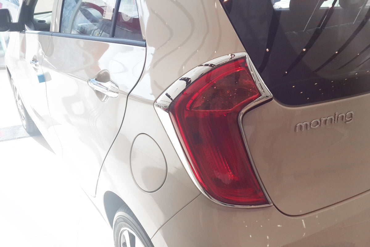 Auto Clover Chrome Tail Light Trim Covers Set for Kia Picanto 2012 - 2016
