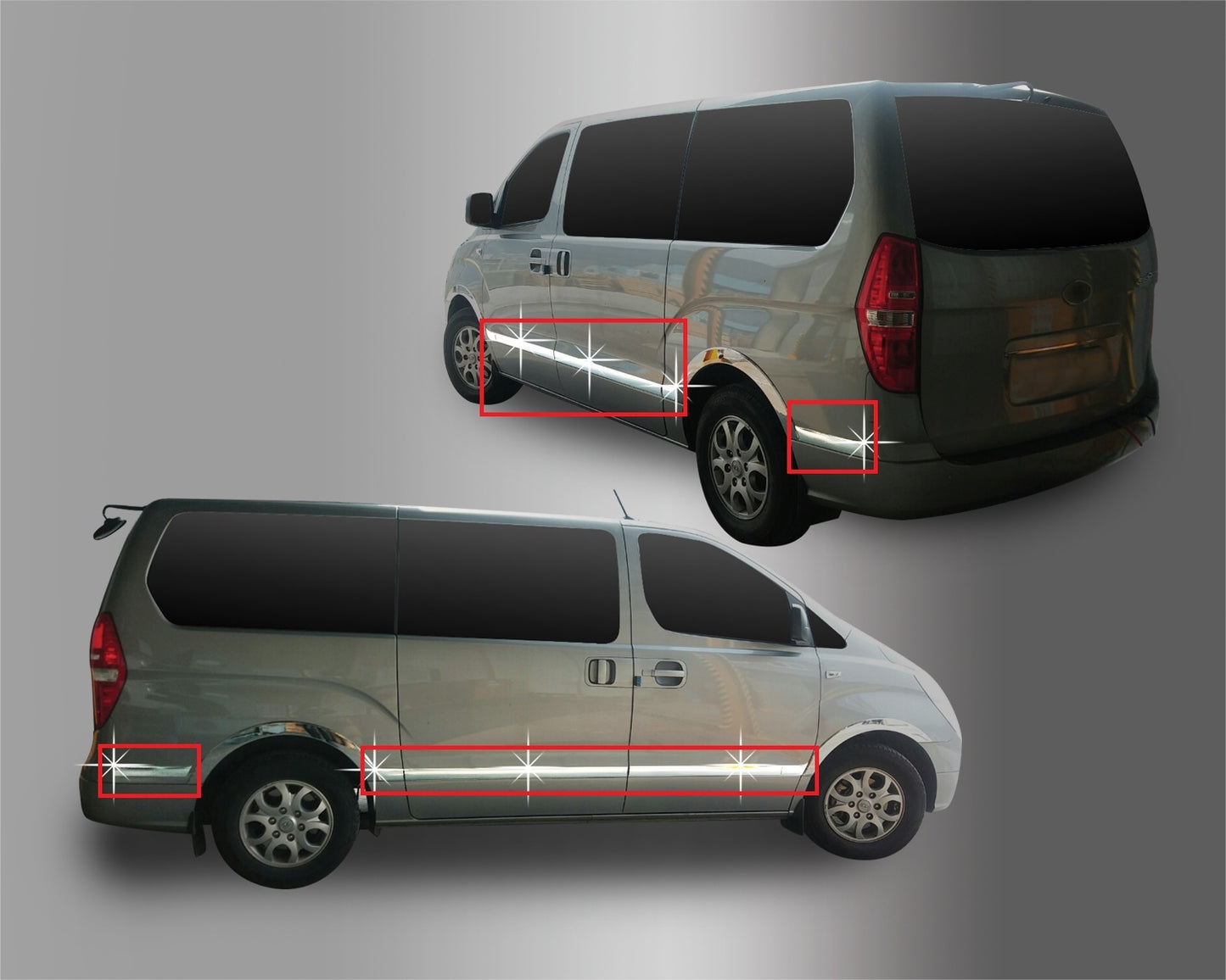 Auto Clover Chrome Side Door Trim Set for Hyundai i800 / iLoad 2008+