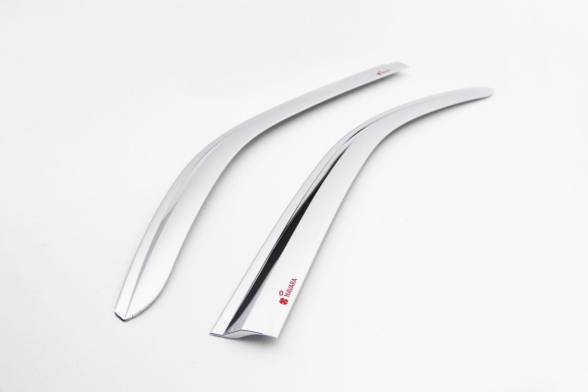 Auto Clover Chrome Wind Deflectors for Nissan Navara D40 2005 - 2015 (2 pieces)