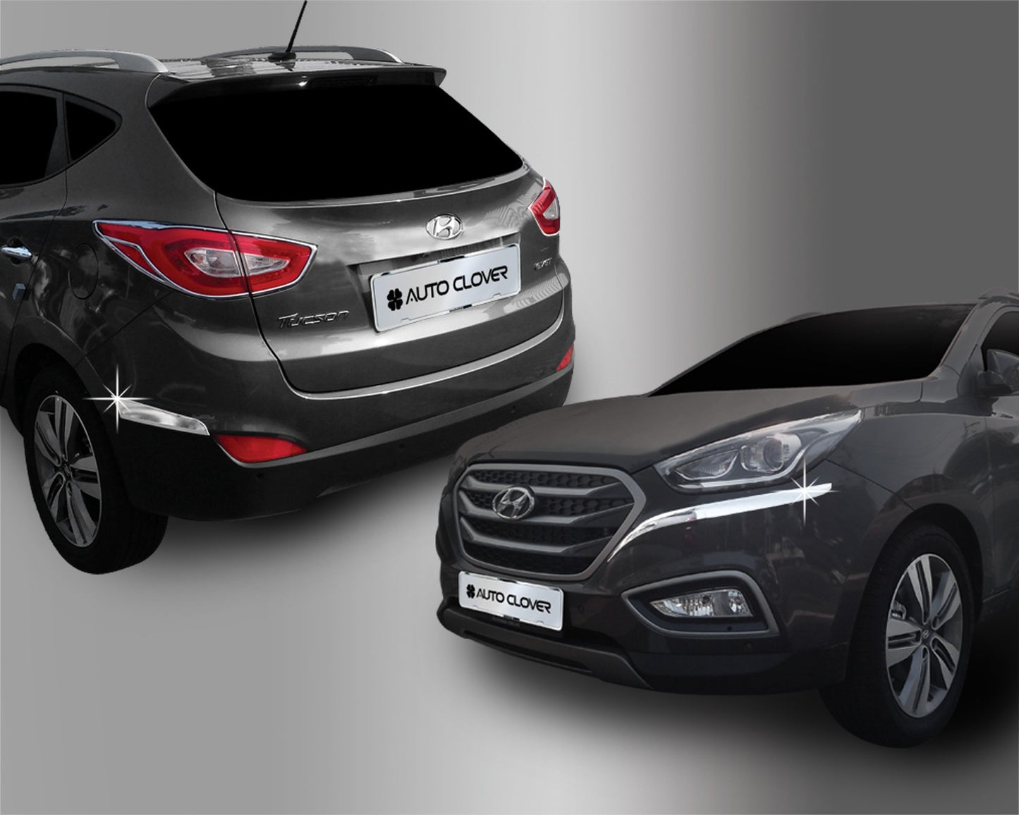 Auto Clover Chrome Front and Rear Bumper Trim Set for Hyundai IX35 2010 - 2015