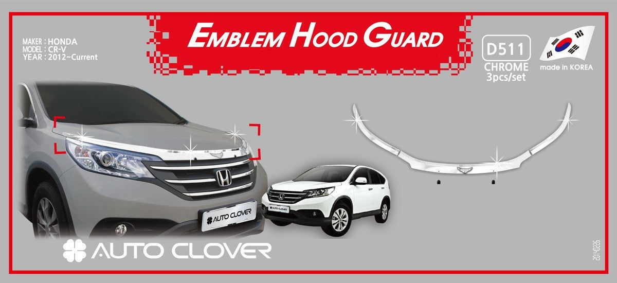 Auto Clover Chrome Bonnet Guard Protector Set for Honda CRV 2012 - 2017