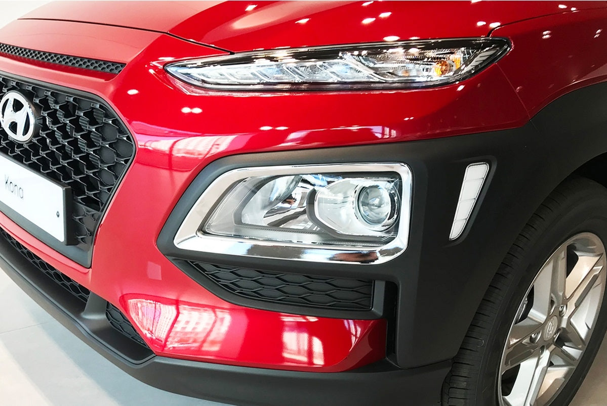 Auto Clover Chrome Front and Rear Fog Light Trim for Hyundai Kona 2017 - 2020