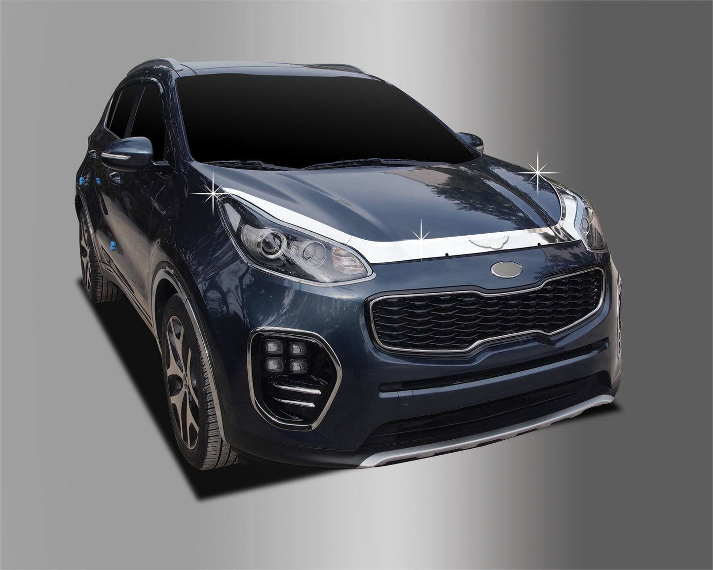 Auto Clover Chrome Bonnet Guard Protector Set for Kia Sportage 2016 - 2021