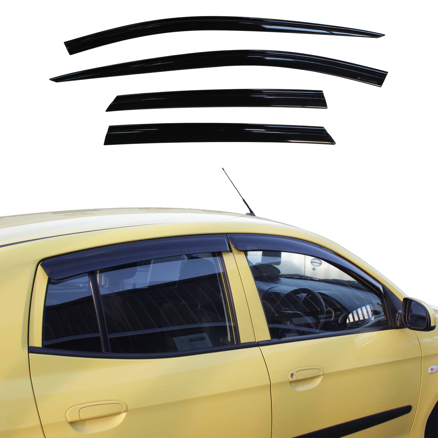 Auto Clover Wind Deflectors Set for Kia Picanto 2010 - 2011 (4 pieces)