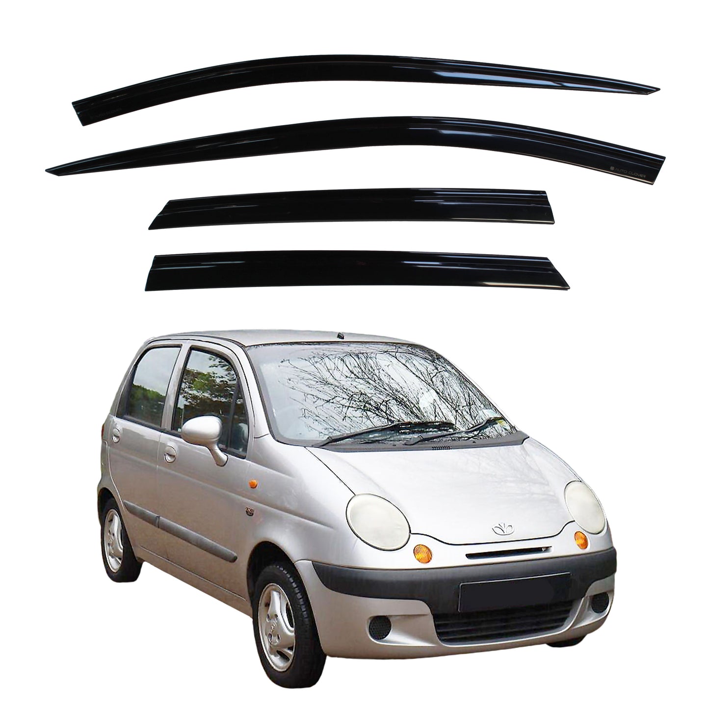 Auto Clover Wind Deflectors Set for Daewoo Matiz 1998 - 2004 (4 pieces)