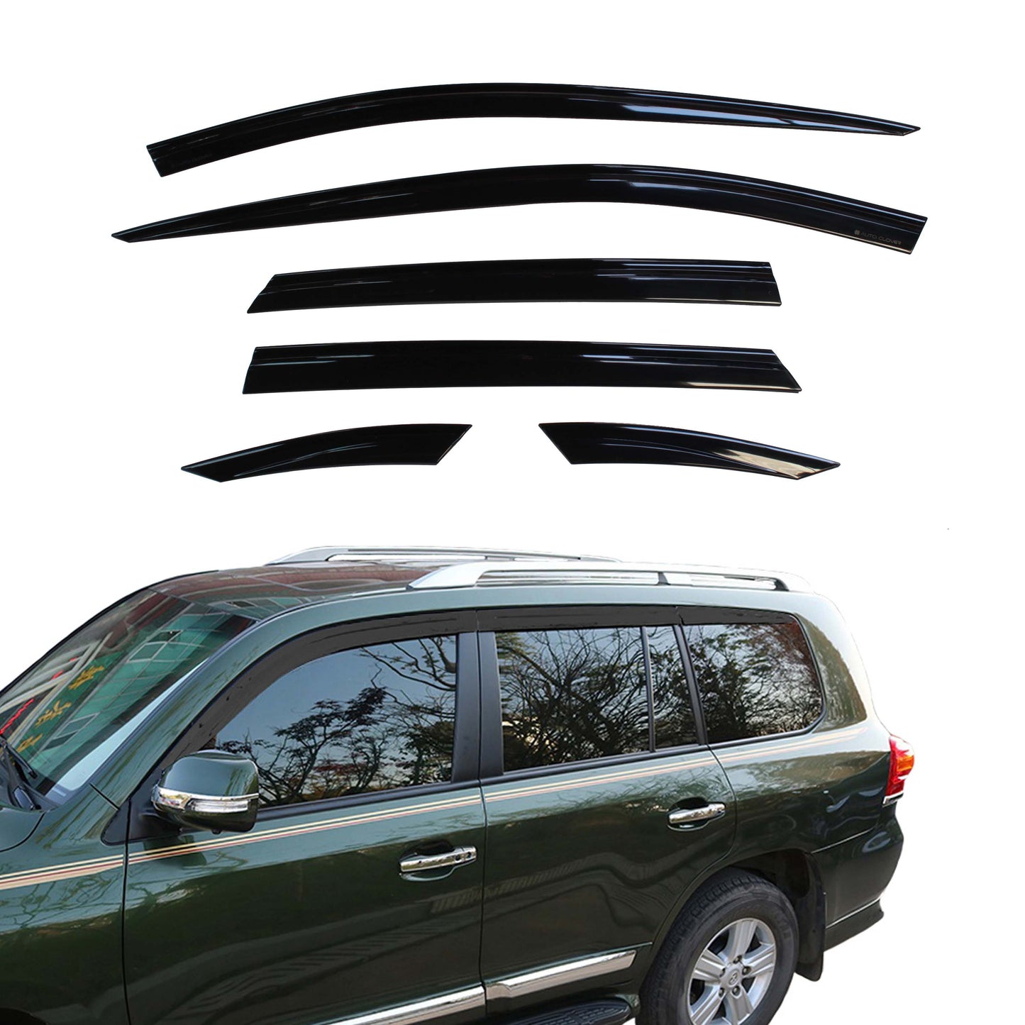 Auto Clover Wind Deflectors Set for Toyota Land Cruiser 200 2008 - 2022 (6 pcs)