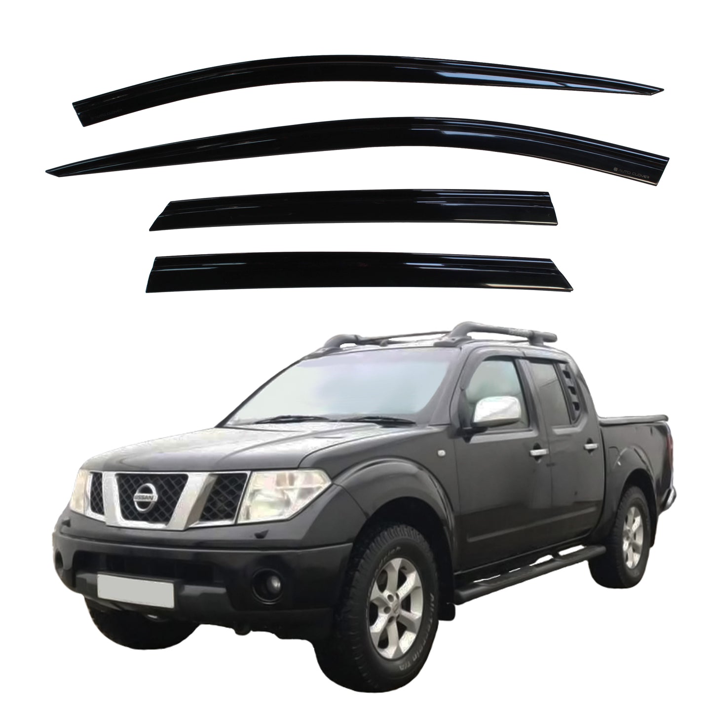 Auto Clover Wind Deflectors Set for Nissan Navara D40 2005 - 2015 Double Cab 4pc