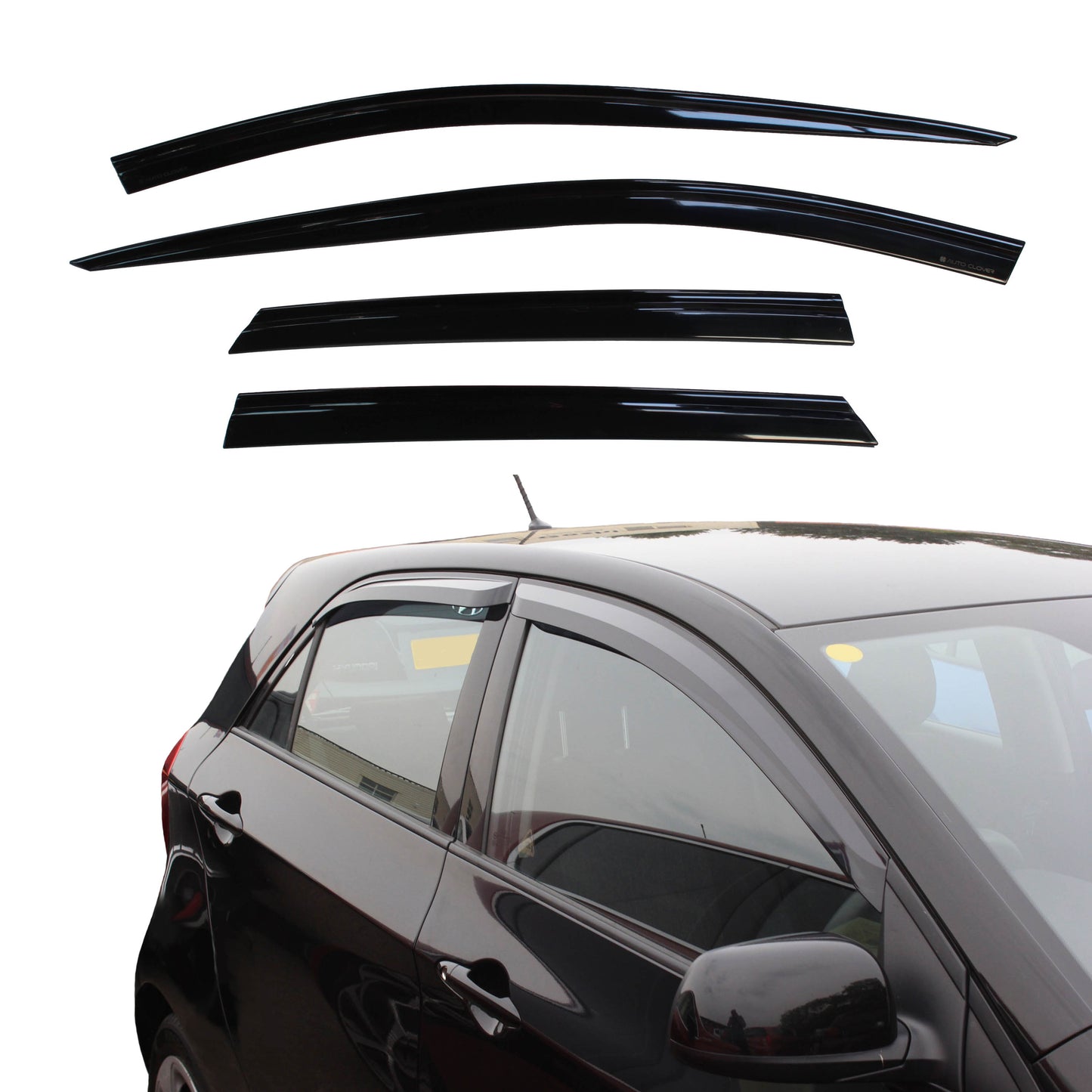 Auto Clover Wind Deflectors Set for Kia Picanto 2012 - 2016  (4 pieces)
