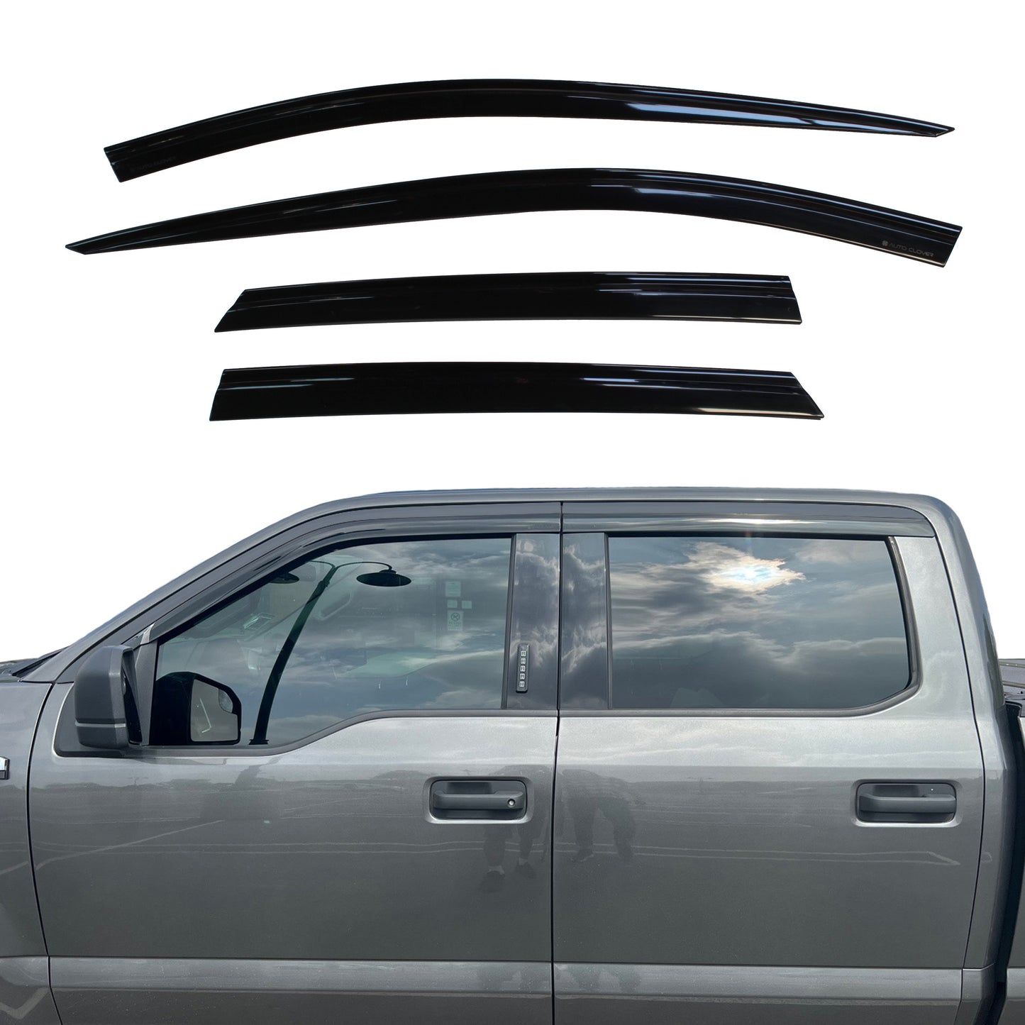 Auto Clover Wind Deflectors Set for Ford F150 2014+ Double Cab (4 pieces)