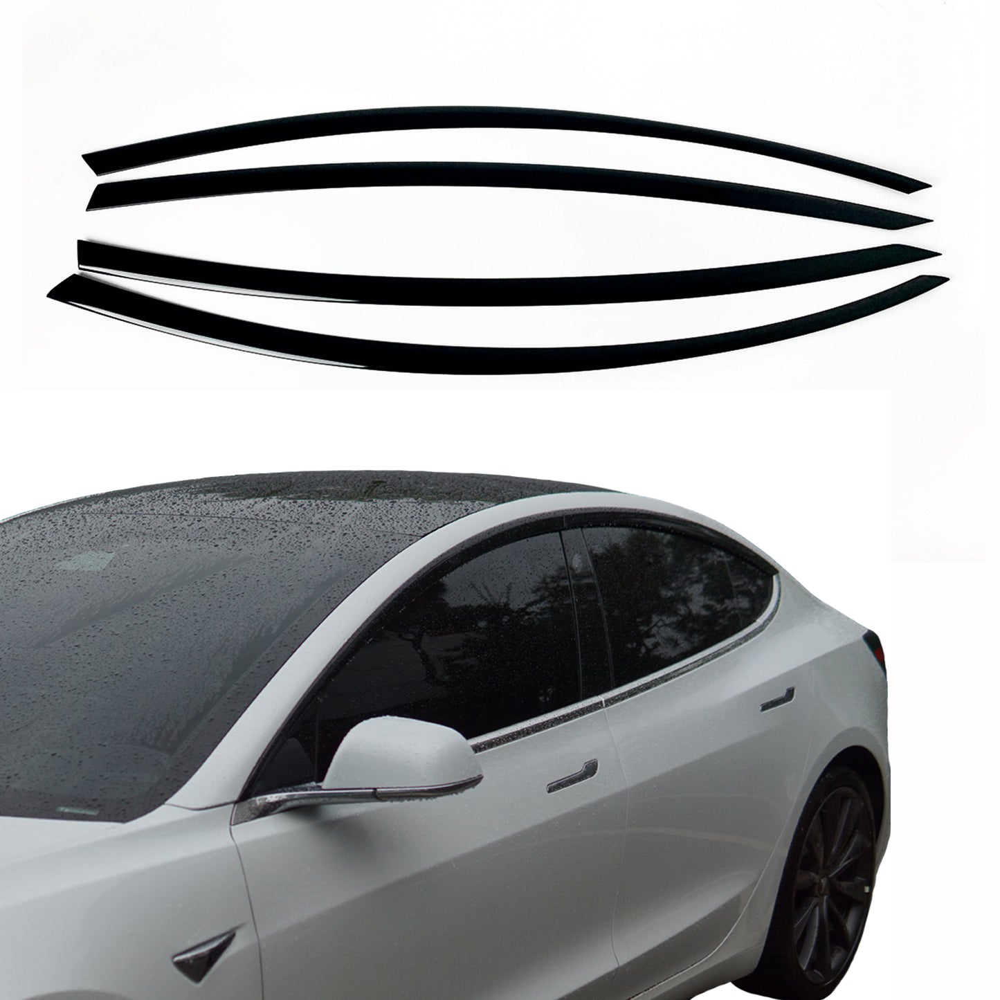 Auto Clover Premium Wind Deflectors Set for Tesla Model 3 2017+ (4 pieces)