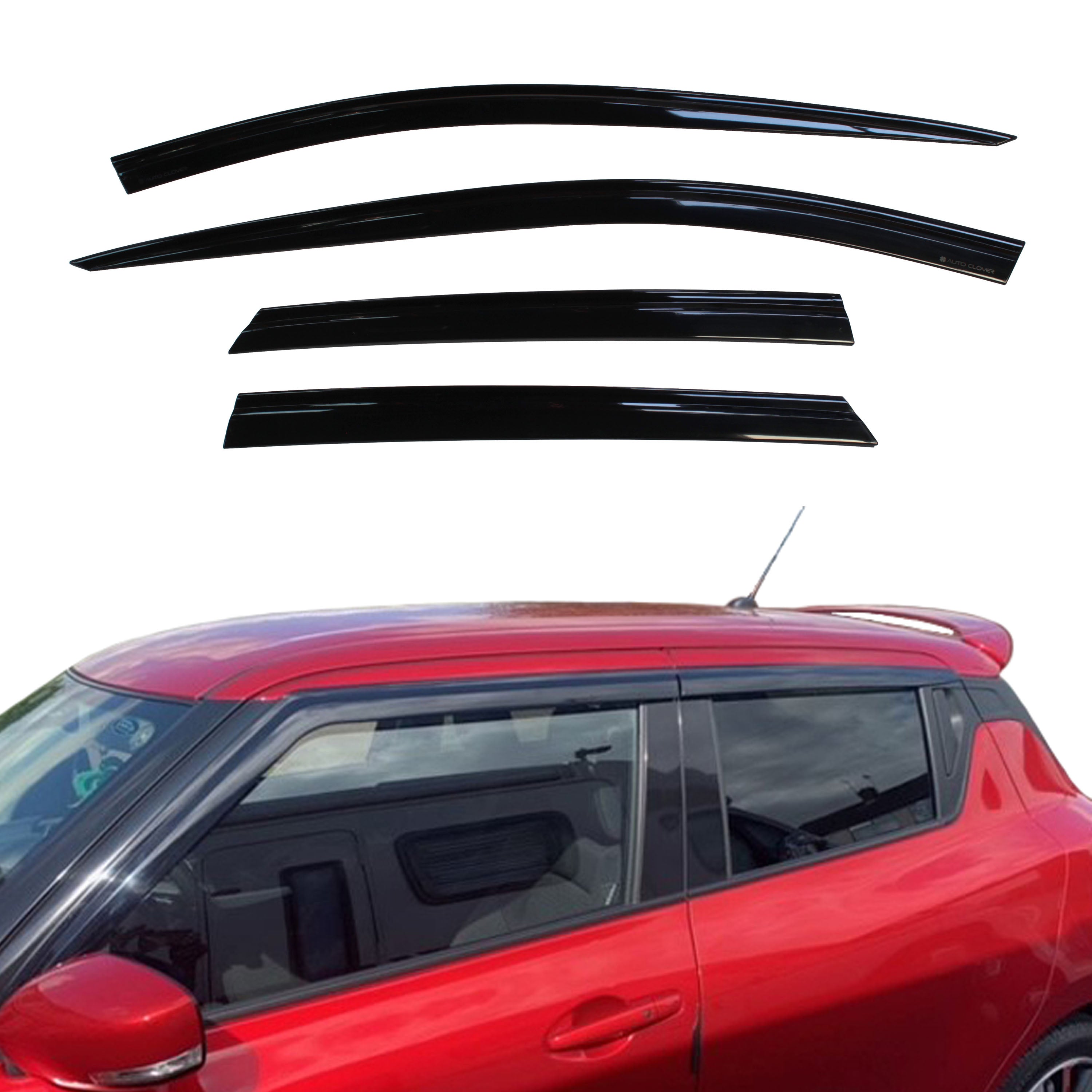 Heko Tinted Wind Deflectors For Suzuki Baleno 5-Door 2016-Up – 4-Piece Set, In-Channel Fit