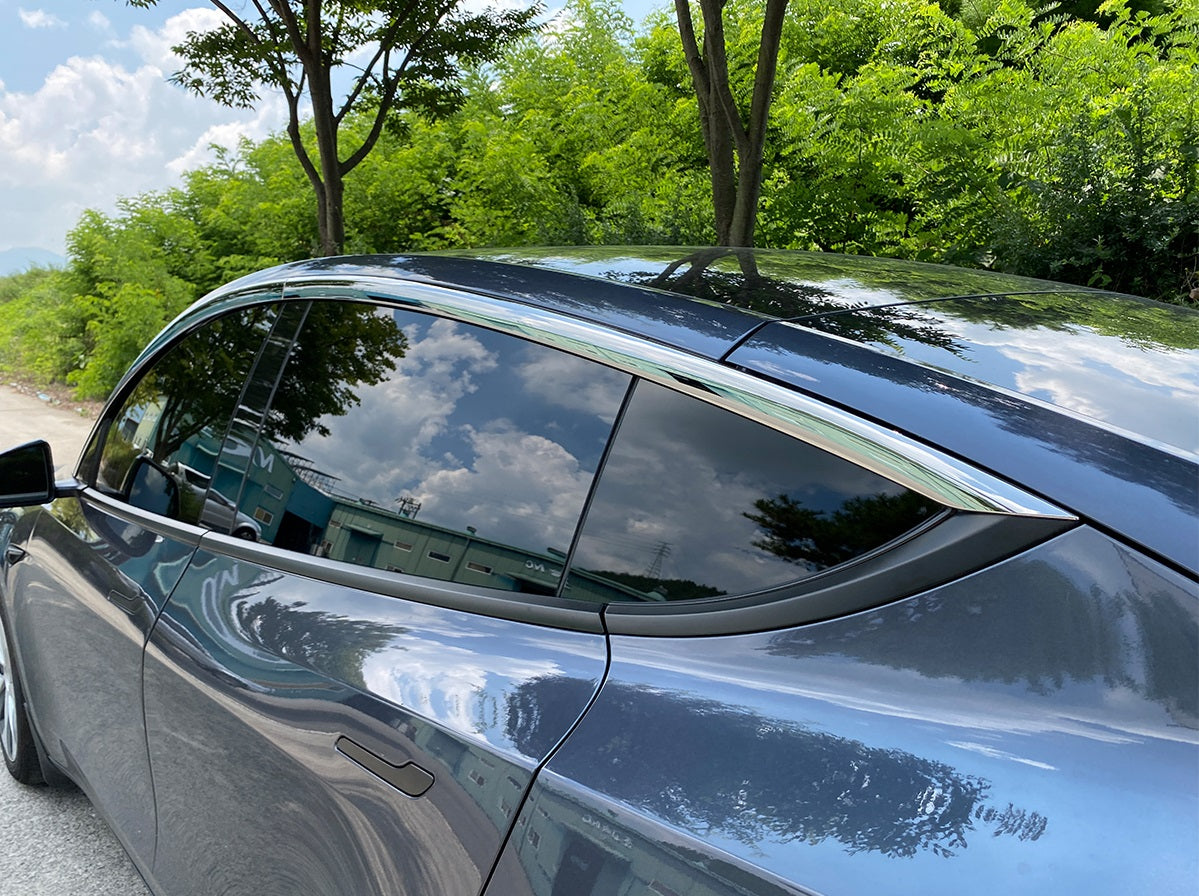 Auto Clover Chrome Wind Deflectors Set for Tesla Model Y 2020+ (4 pieces)