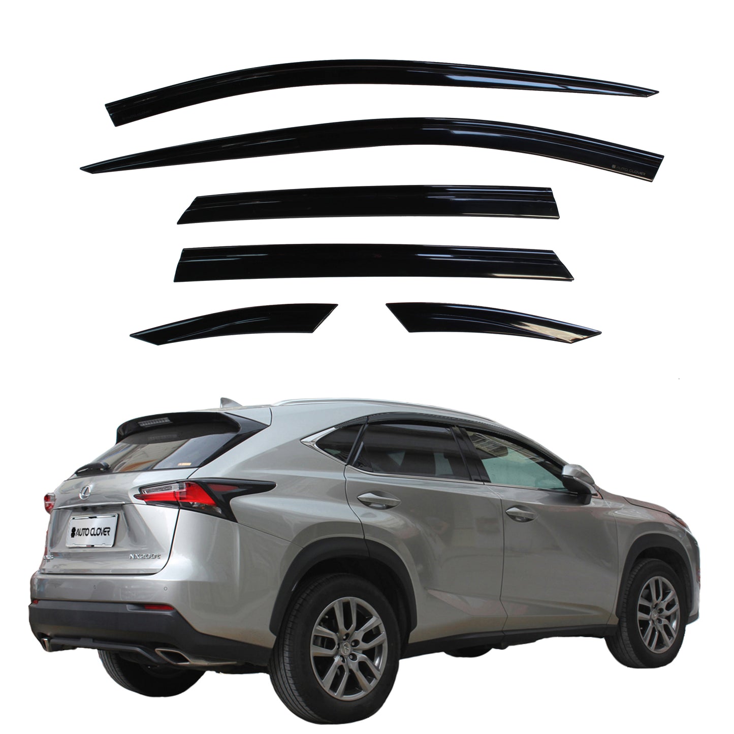 Auto Clover Premium Wind Deflectors Set for Lexus NX 2014 - 2021 (6 pieces)