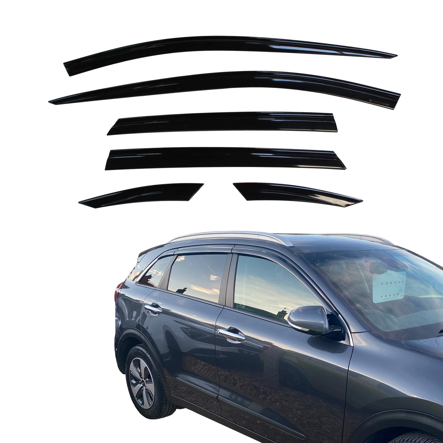 Auto Clover Wind Deflectors Set for Kia Niro 2016 - 2021 (6 pieces)