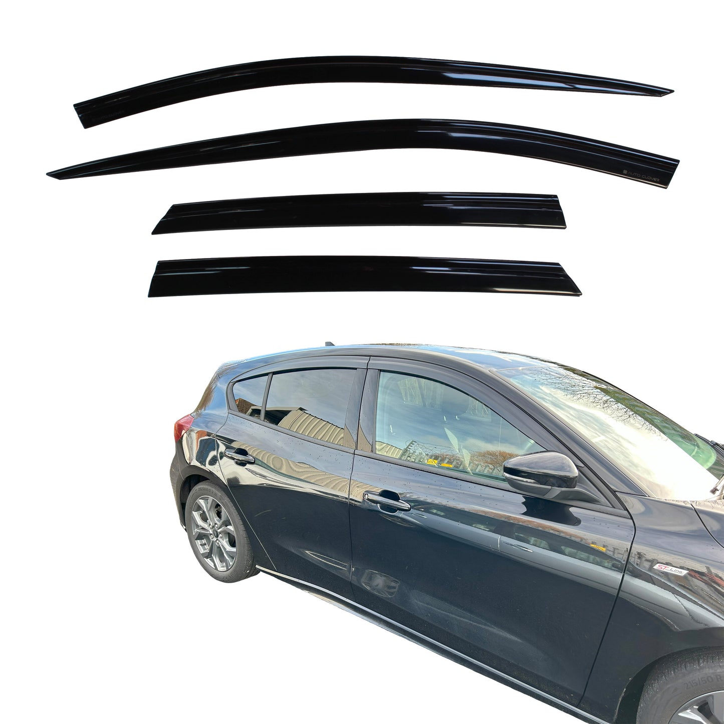 Auto Clover Wind Deflectors Set for Ford Focus MK4 2019+ 5 Door (4 pieces)