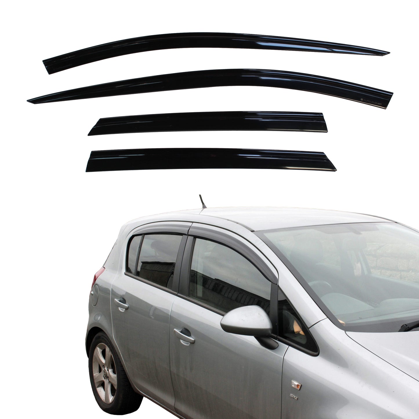 Auto Clover Wind Deflectors Set for Vauxhall Opel Corsa D / E 2006 - 2019 5 Door