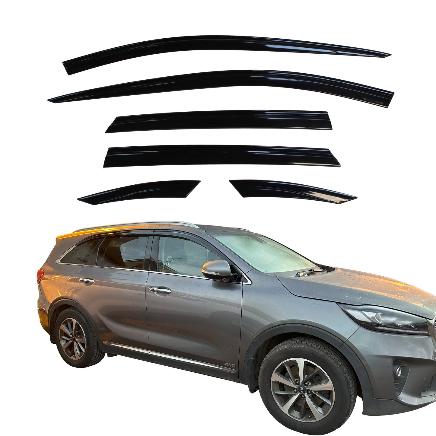 Auto Clover Wind Deflectors Set for Kia Sorento 2015 - 2020 (6 pieces)