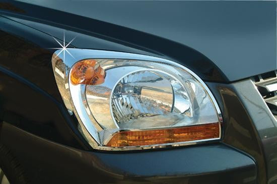 Auto Clover Chrome Headlight Surround Trim Set for Kia Sportage 2005 - 2008