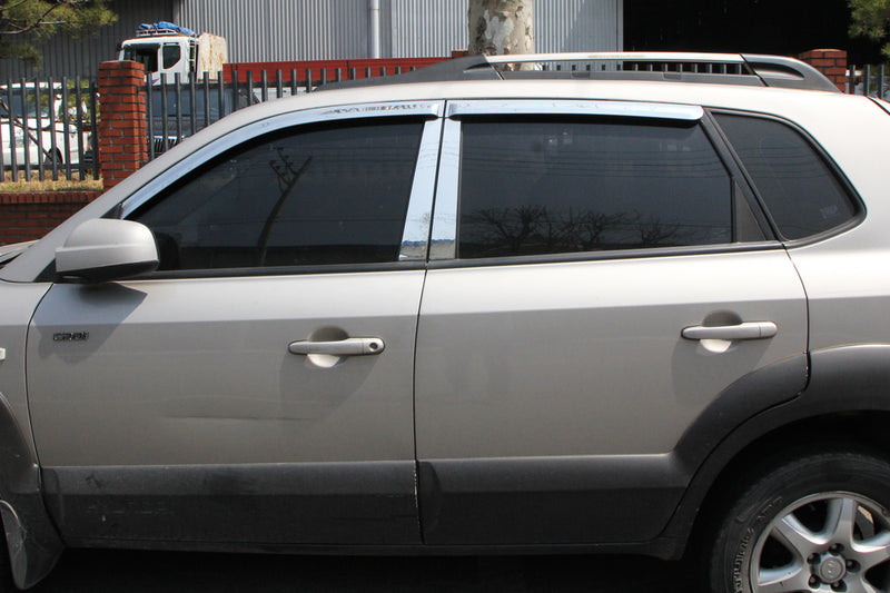 Auto Clover Chrome Wind Deflectors Set for Hyundai Tucson 2004 - 2010 (4 pieces)