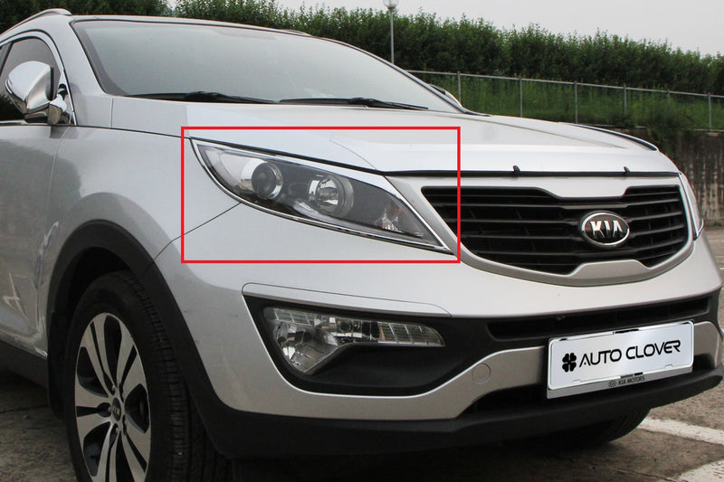 Auto Clover Chrome Headlight Surround Trim Set for Kia Sportage 2010 - 2015