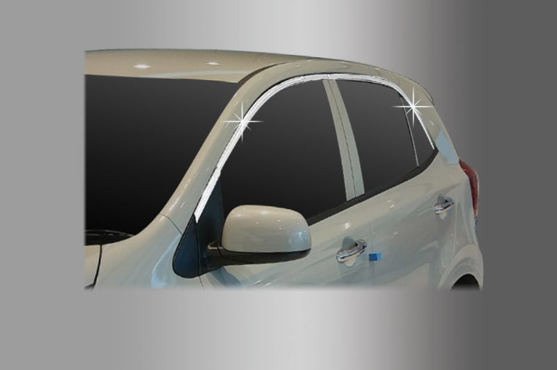 Auto Clover Chrome Side Door Top Frame Window Trim Set for Kia Picanto 2017+