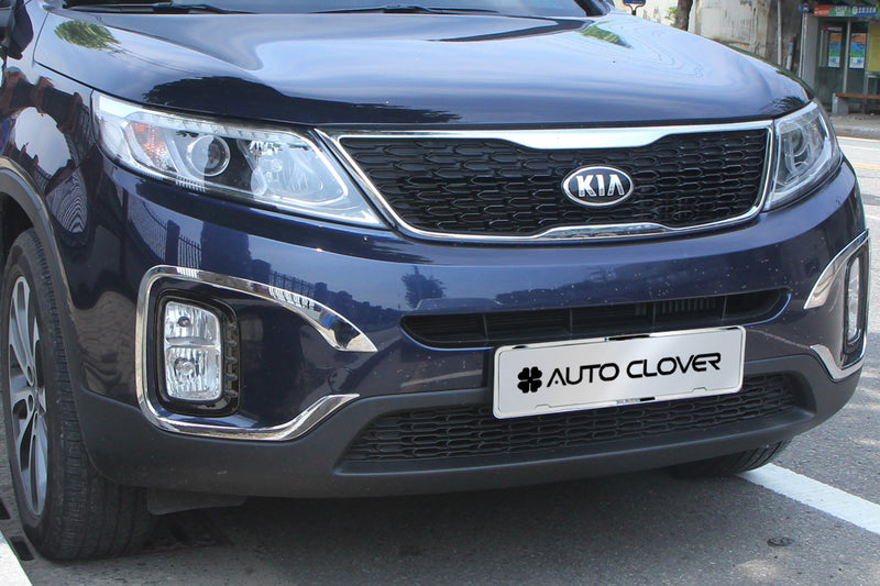 Auto Clover Chrome Front & Rear Fog Light Surrounds for Kia Sorento 2013 - 2014