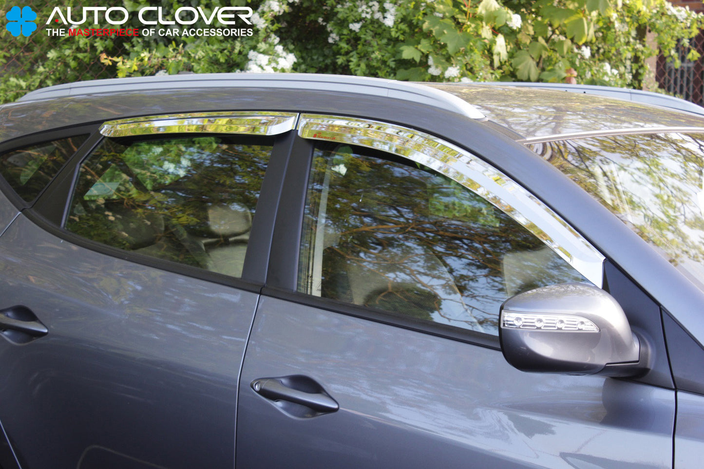 Auto Clover Chrome Wind Deflectors Set for Hyundai IX35 2010 - 2015 (4 pieces)