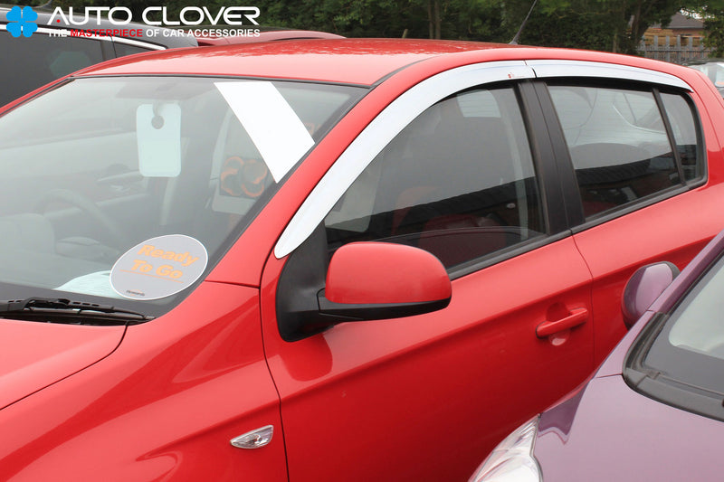 Auto Clover Chrome Wind Deflectors Set for Hyundai i20 2008 - 2014  (4 pieces)