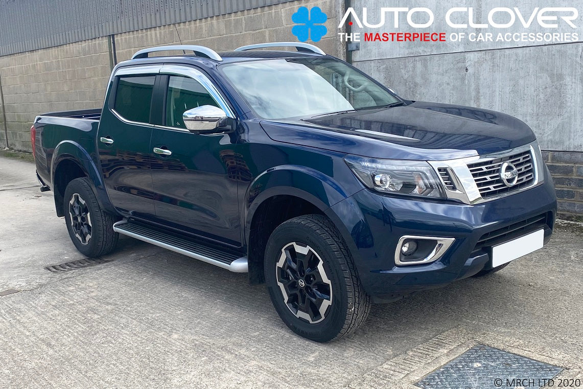 Auto Clover Chrome Wind Deflectors Set for Nissan Navara 2015+ Double Cab