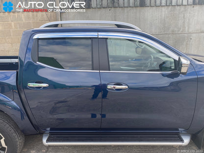 Auto Clover Chrome Wind Deflectors Set for Nissan Navara 2015+ Double Cab