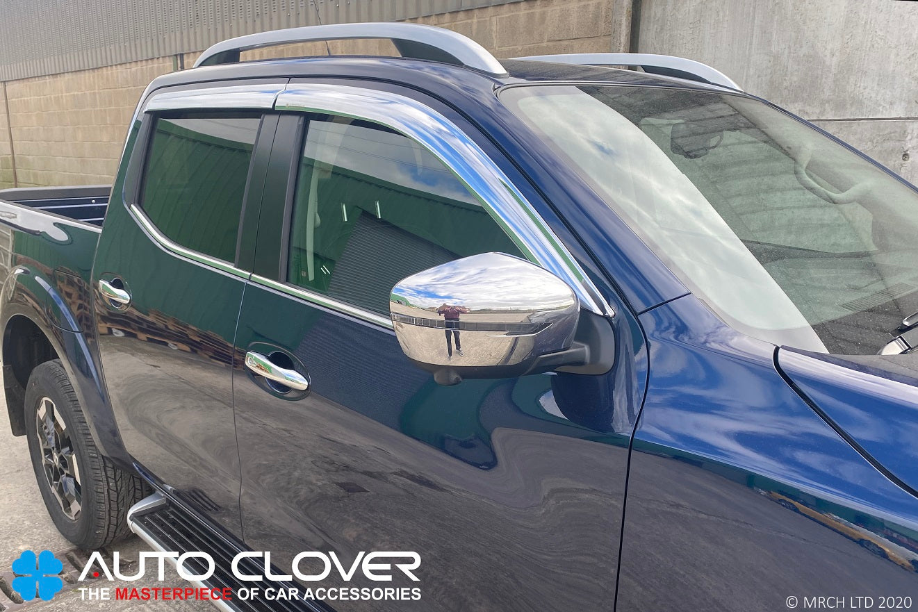 Auto Clover Chrome Wind Deflectors Set for Nissan Navara 2015+ Double Cab