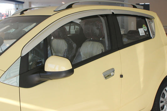 Auto Clover Chrome Wind Deflectors Set for Chevrolet Spark 2010 - 2015  (4 pieces)