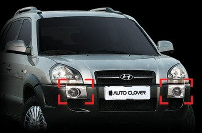 Auto Clover Chrome Fog Light Covers Surrounds Trim for Hyundai Tucson 2004-2010