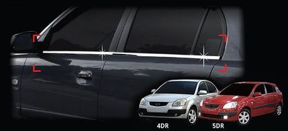 Auto Clover Chrome Side Window Frame Trim Cover Set for Kia Rio 2005 - 2011