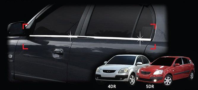 Auto Clover Chrome Side Window Frame Trim Cover Set for Kia Rio 2005 - 2011