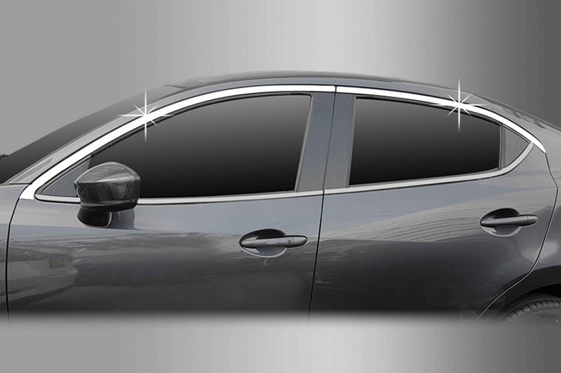 Auto Clover Chrome Side Window Top Frame Trim Cover Set for Mazda 2 2014+