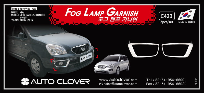 Auto Clover Chrome Front Fog Light Trim Set for Kia Carens 2006 - 2012