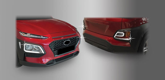 Auto Clover Chrome Front and Rear Fog Light Trim for Hyundai Kona 2017 - 2020