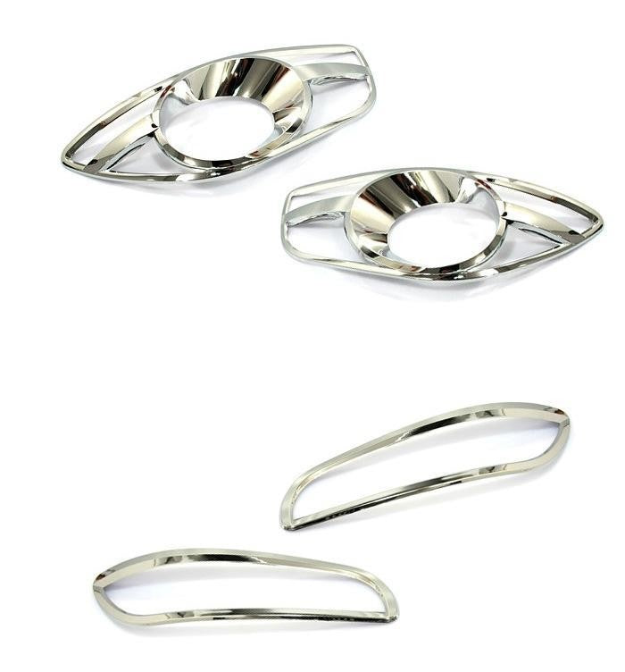 Auto Clover Chrome Front & Rear Fog Light Cover for Hyundai Santa Fe 2010 - 2012