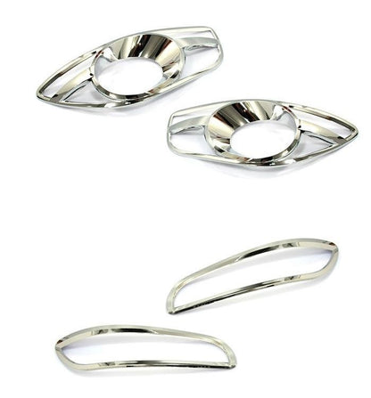 Auto Clover Chrome Front & Rear Fog Light Cover for Hyundai Santa Fe 2010 - 2012