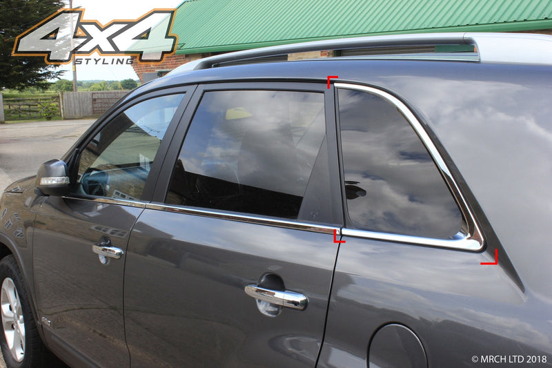 Auto Clover Chrome C Pillar Window Frame Cover Trim for Kia Sorento 2010 - 2014