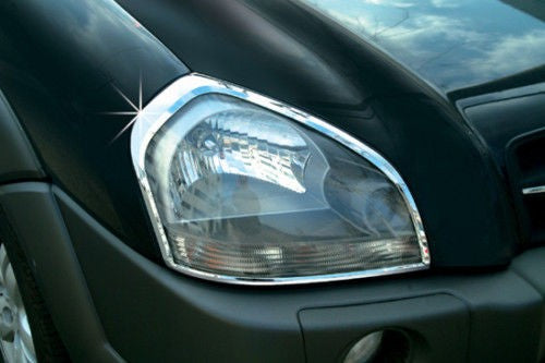 Auto Clover Chrome Head Light Trim Surround Set for Hyundai Tucson 2004 - 2010