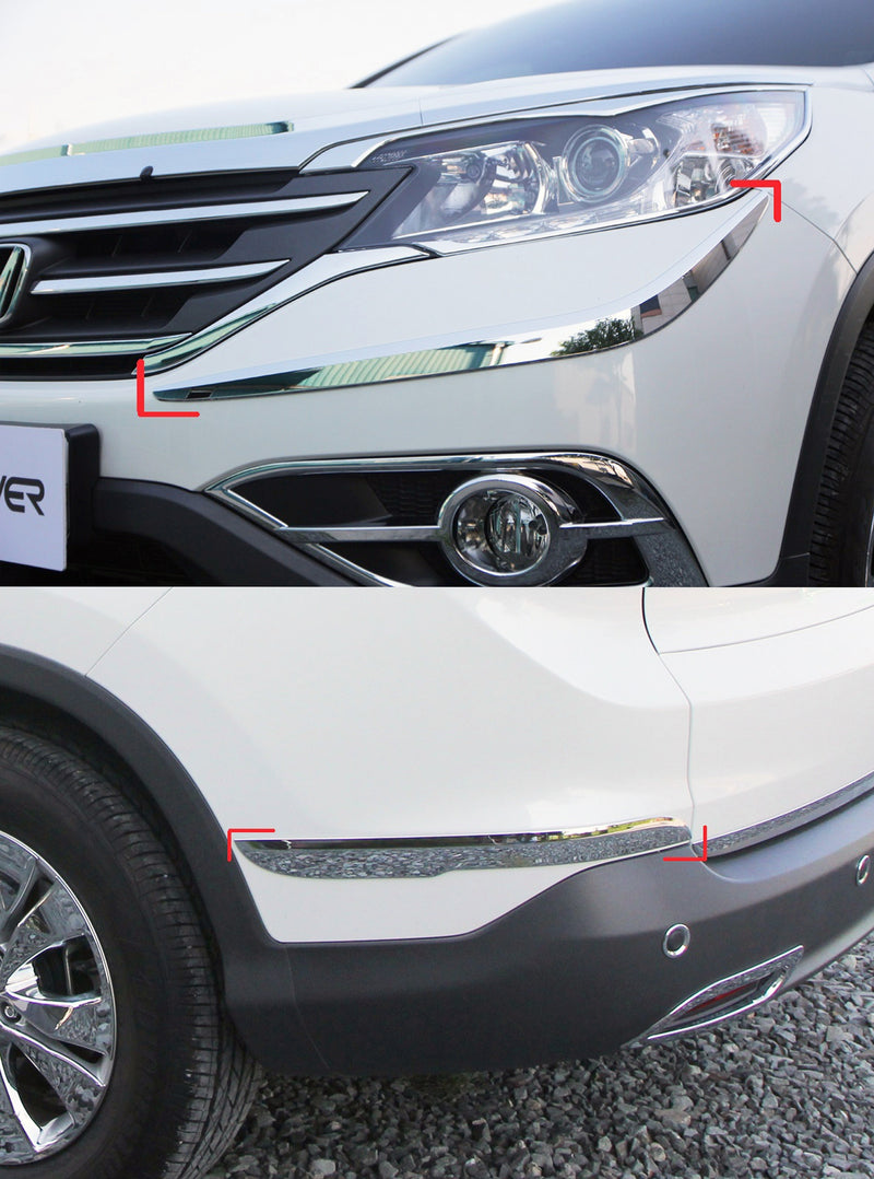 Auto Clover Chrome Front and Rear Bumper Trim Set for Honda CRV 2012 - 2014